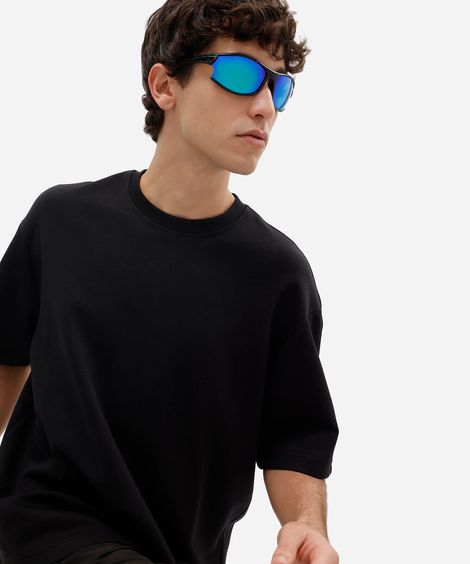 óculos de sol esportivo masculino de acetato preto