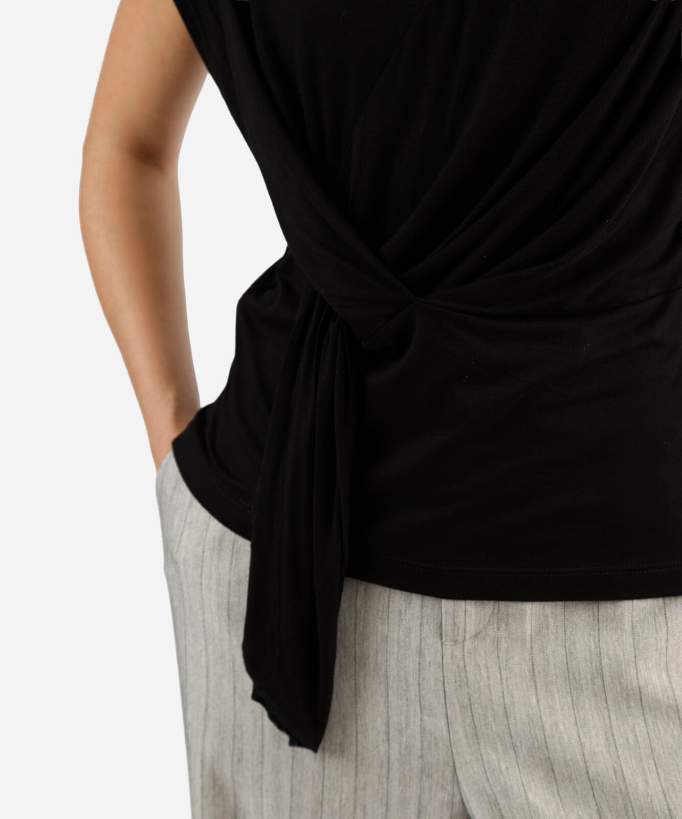 blusa feminina de viscose franzida preta