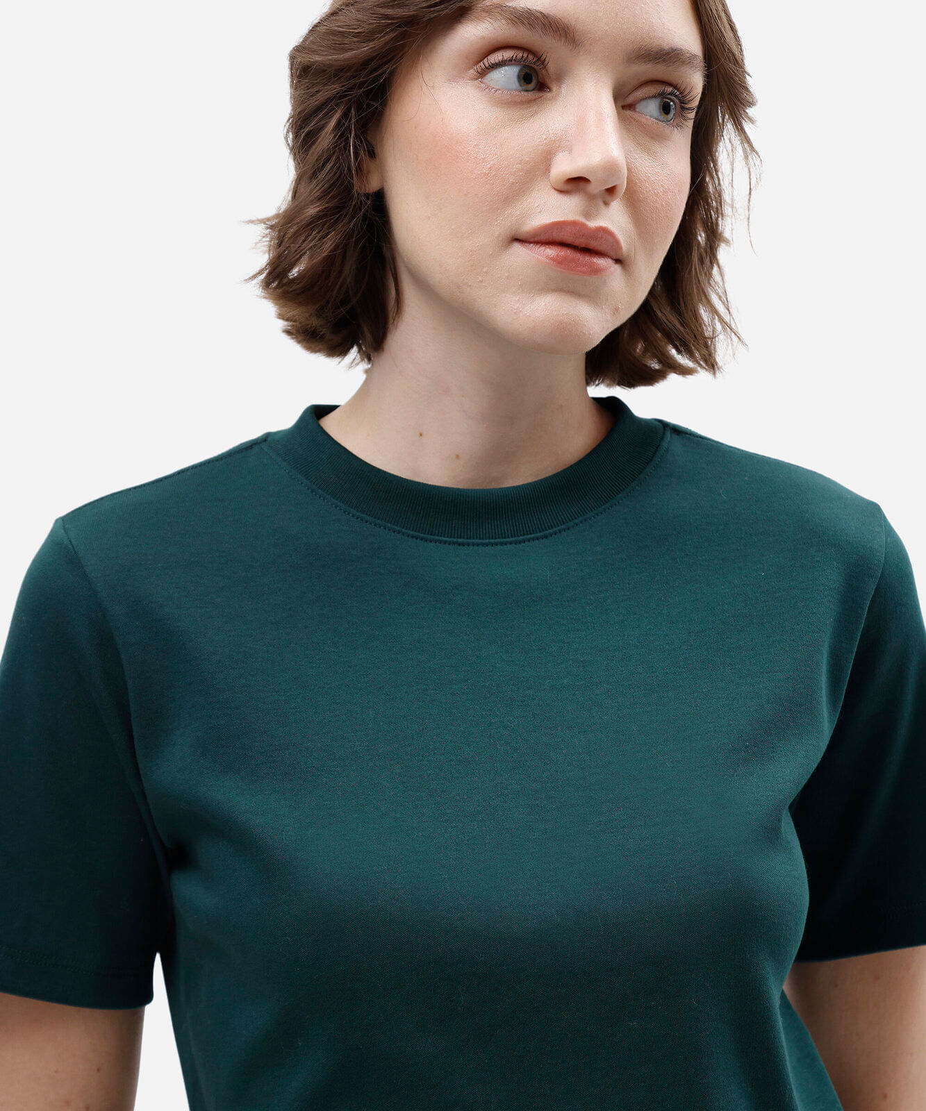 camiseta básica feminina de algodão peruano verde