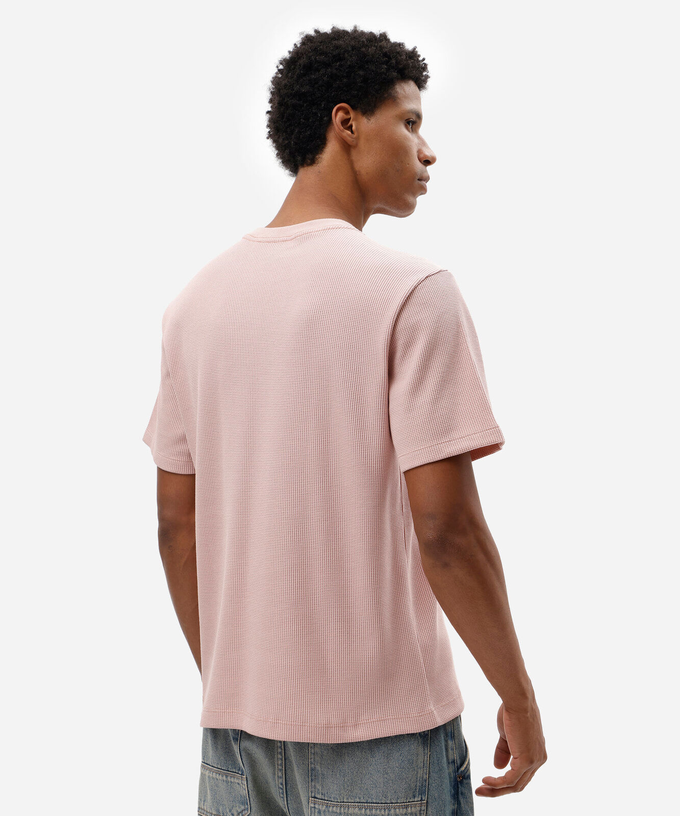 camiseta masculina manga curta texturizada rosa