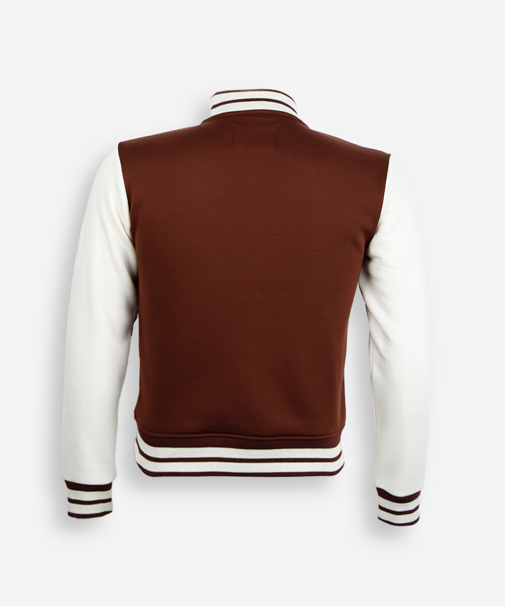 jaqueta bomber oversized juvenil de moletom com bordado marrom