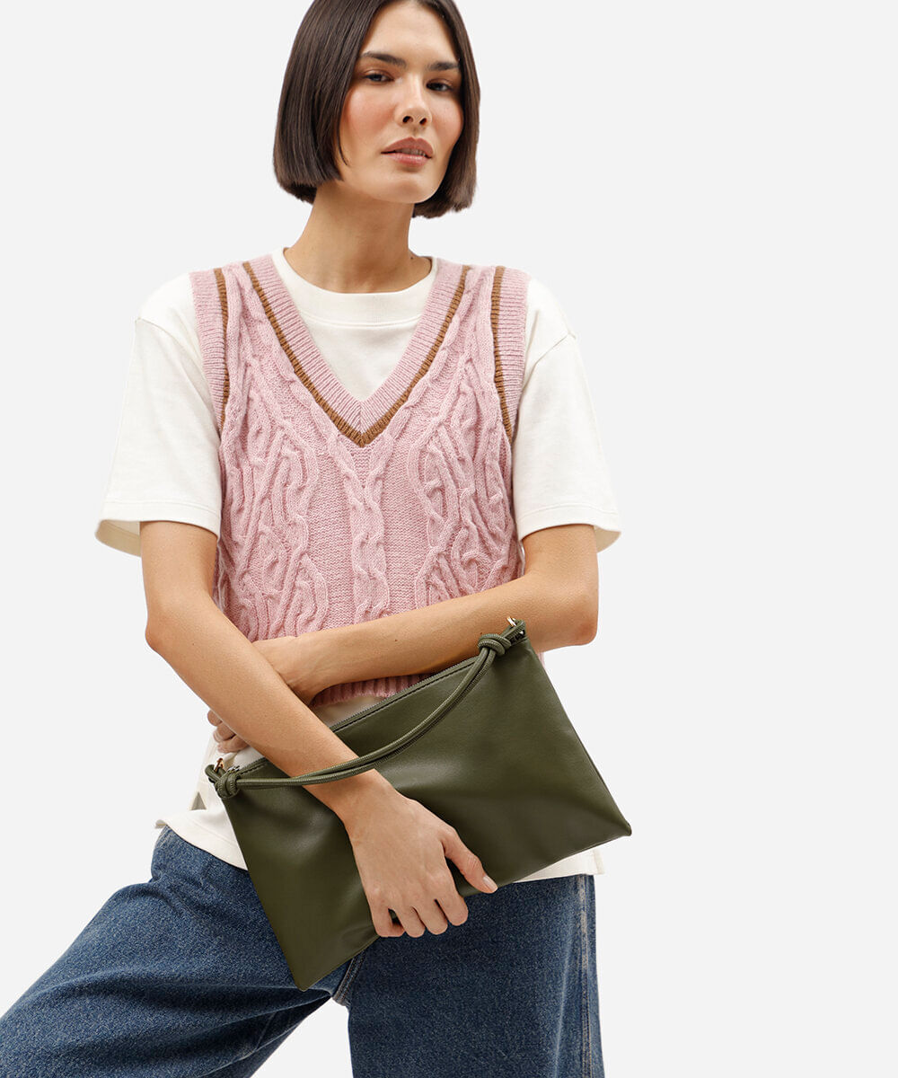 bolsa baguete alça com nós verde
