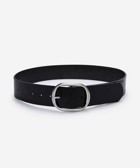 cinto largo feminino fivela arredondada preto