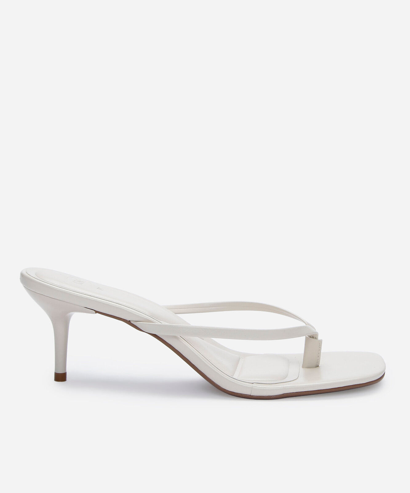 tamanco bico quadrado salto fino off white