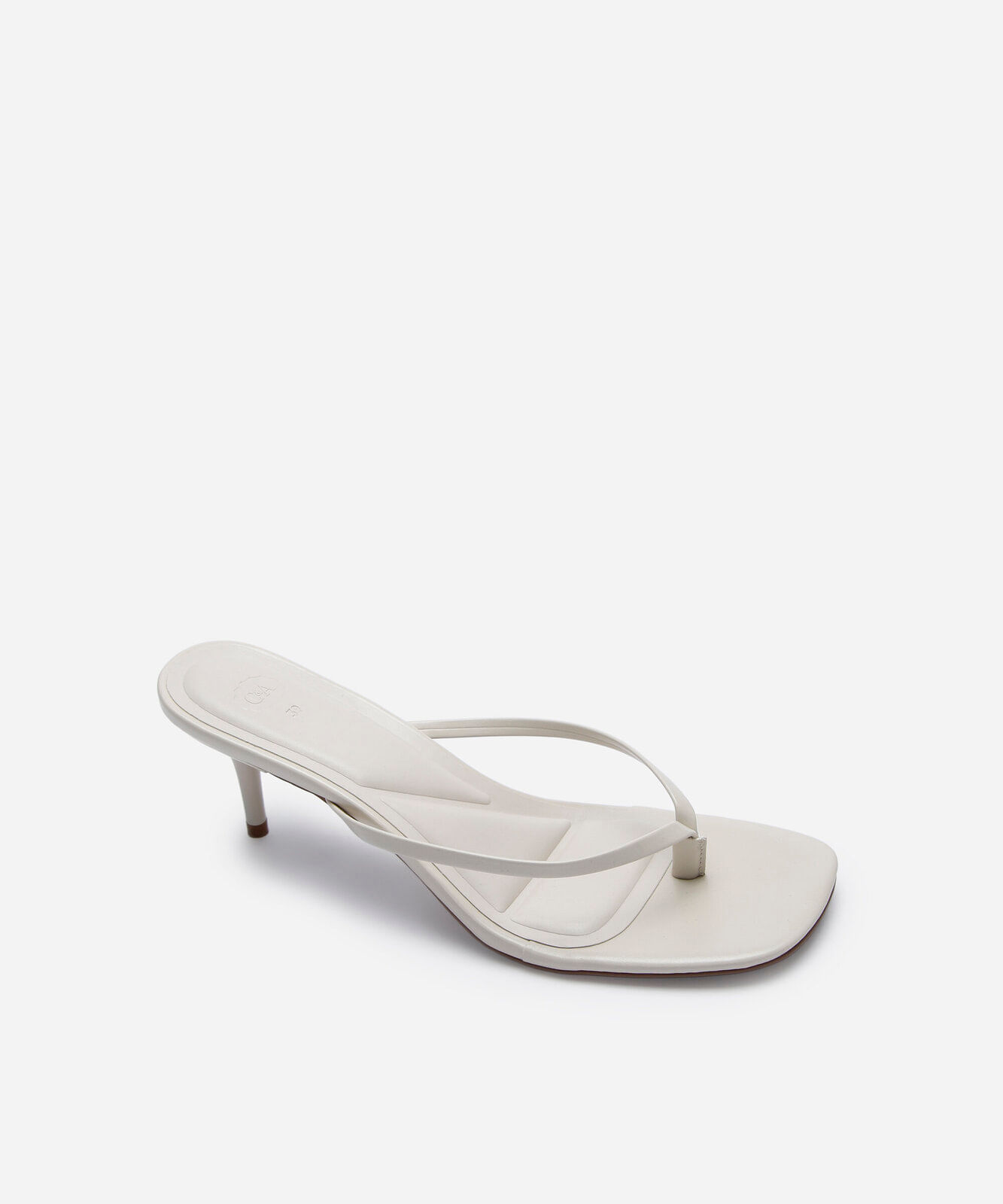 tamanco bico quadrado salto fino off white