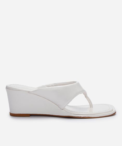 tamanco bico quadrado anabela off white