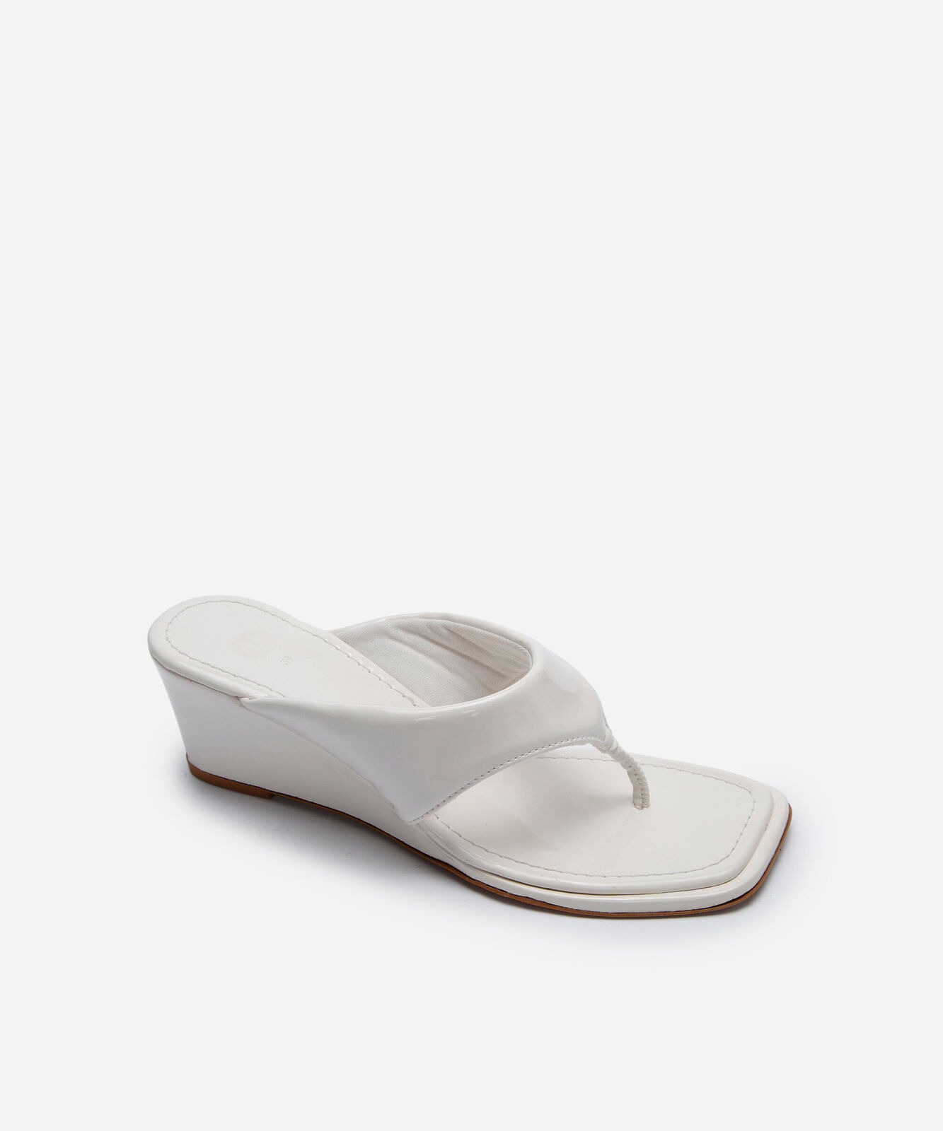 tamanco bico quadrado anabela off white