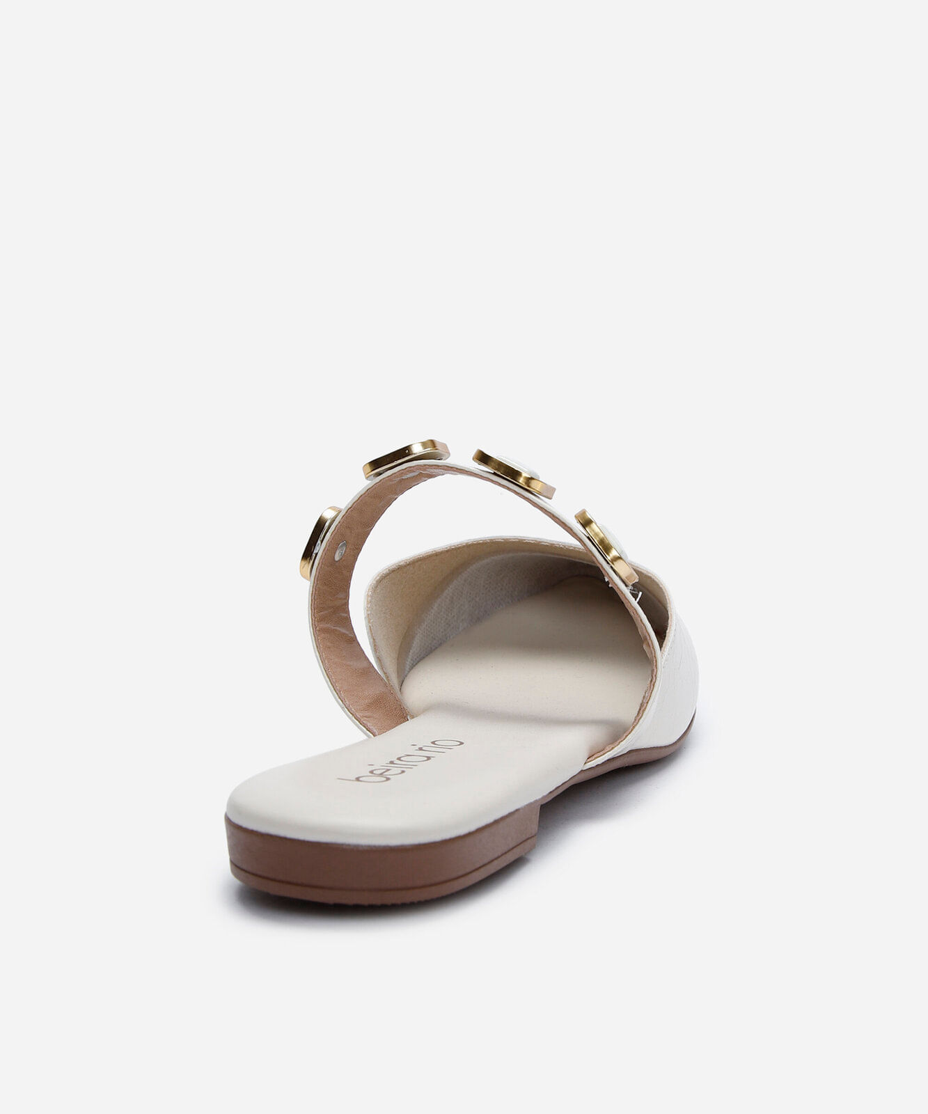 mule bico fino com detalhes off white