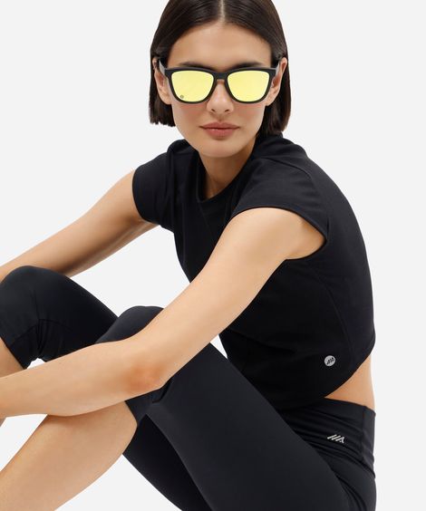 óculos de sol esportivo unissex de acetato preto