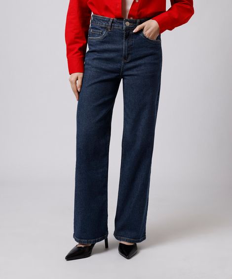 calça reta new york jeans barra a fio mindset azul