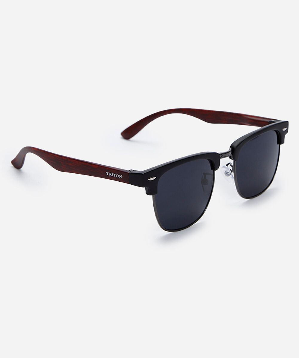 óculos de sol masculina quadrado de metal triton preto