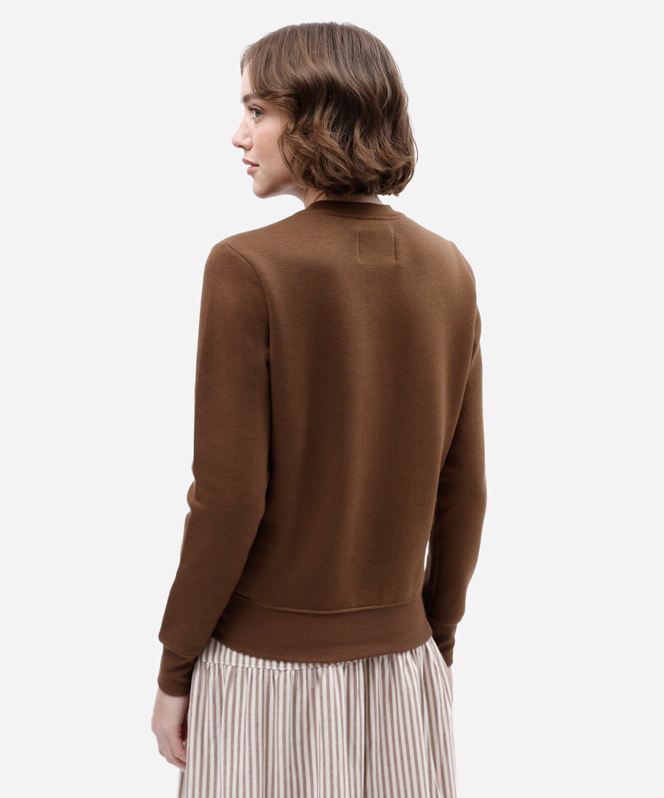 blusão feminino de moletom estampado marrom