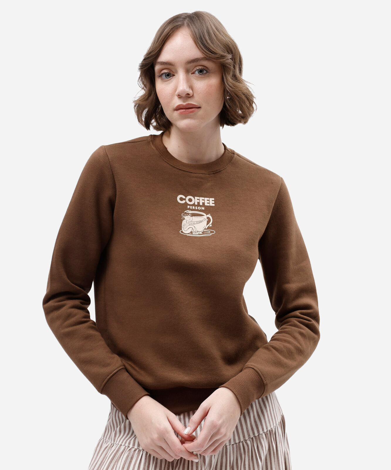 blusão feminino de moletom estampado marrom