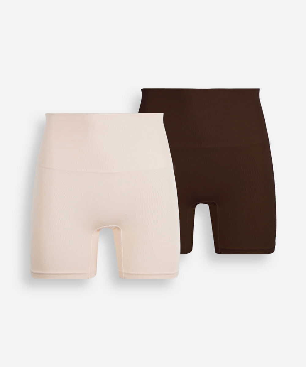 kit de 2 bermudas de poliamida sem costura colorido