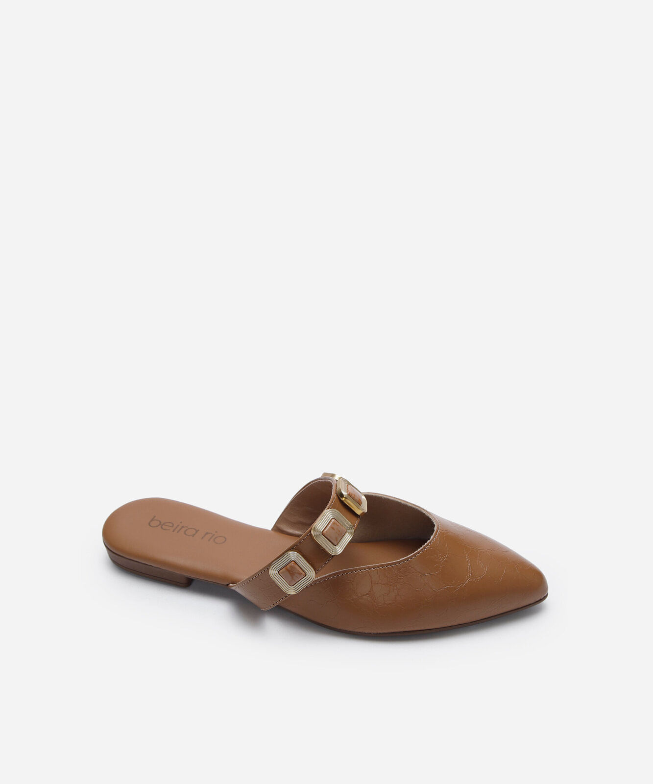 mule bico fino com detalhes marrom