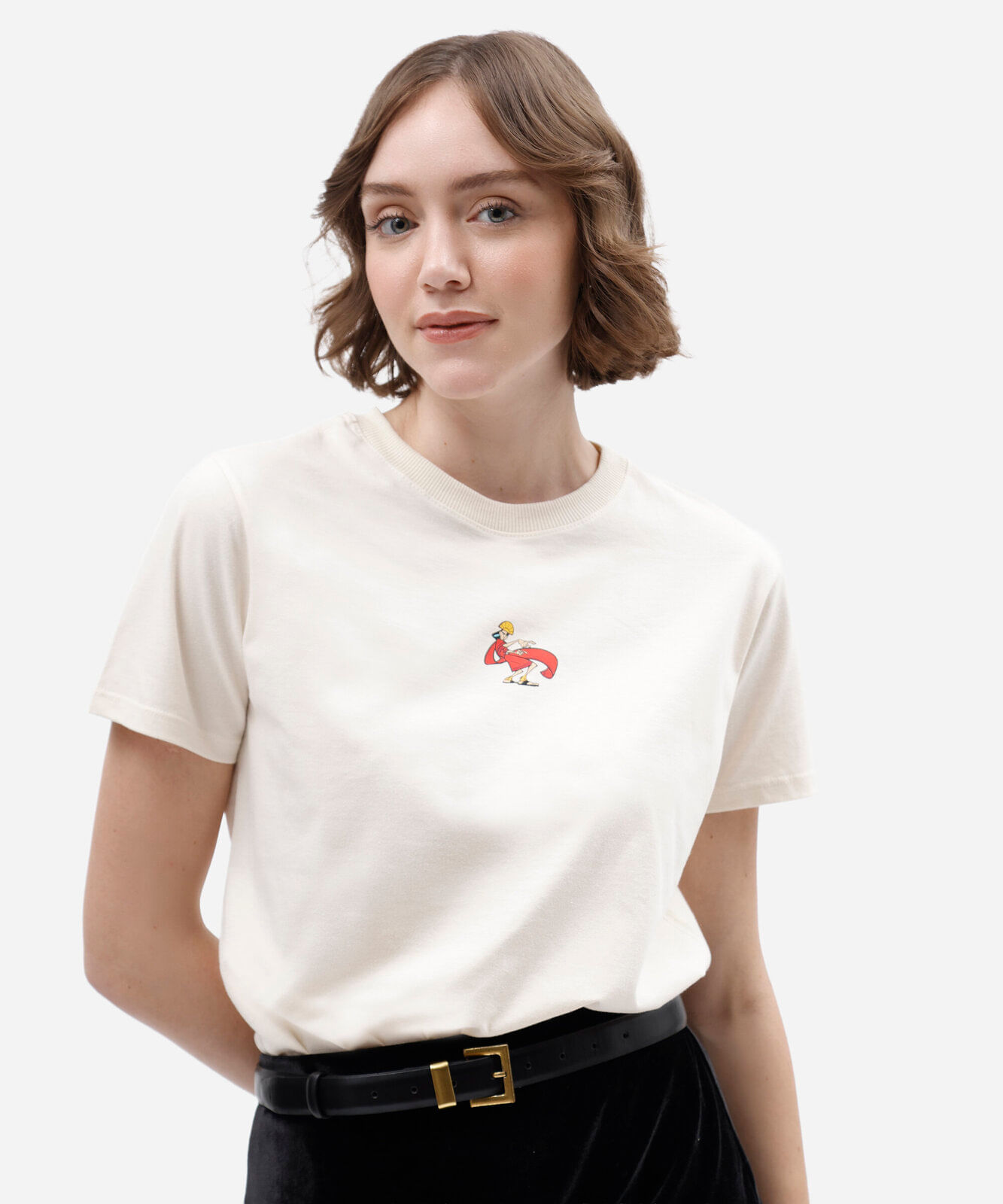 camiseta feminina de algodão manga curta a nova onda do imperador bege