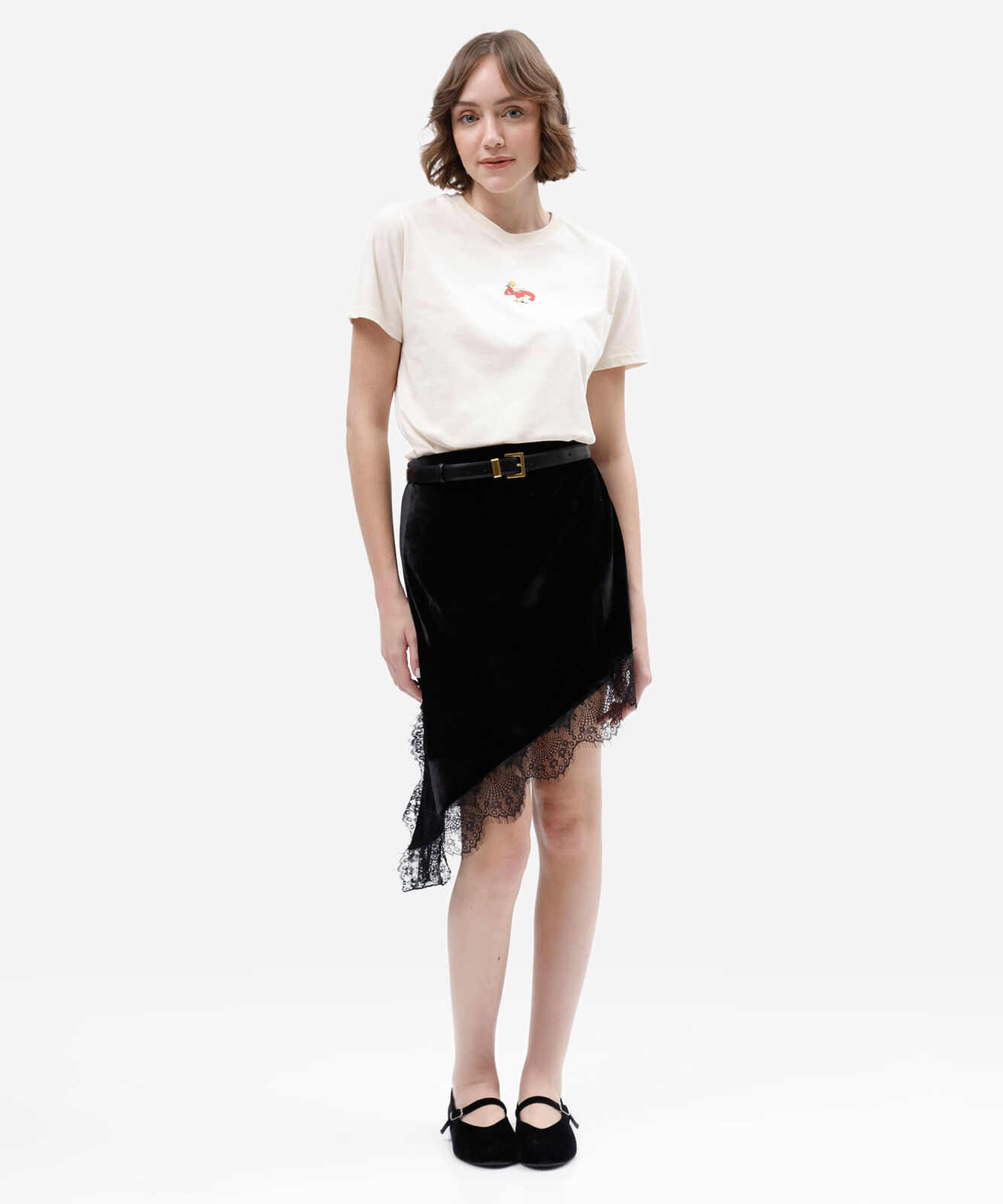 camiseta feminina de algodão manga curta a nova onda do imperador bege