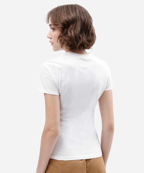 camiseta feminina de algodão manga curta mickey off white