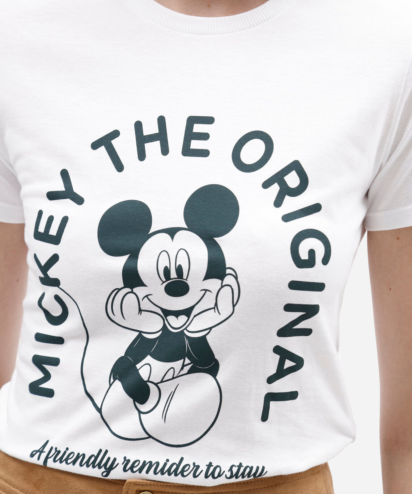 camiseta feminina de algodão manga curta mickey off white