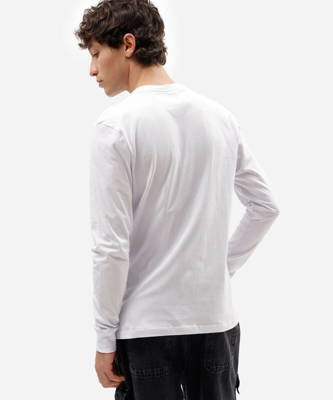 camiseta masculina de algodão manga longa branca