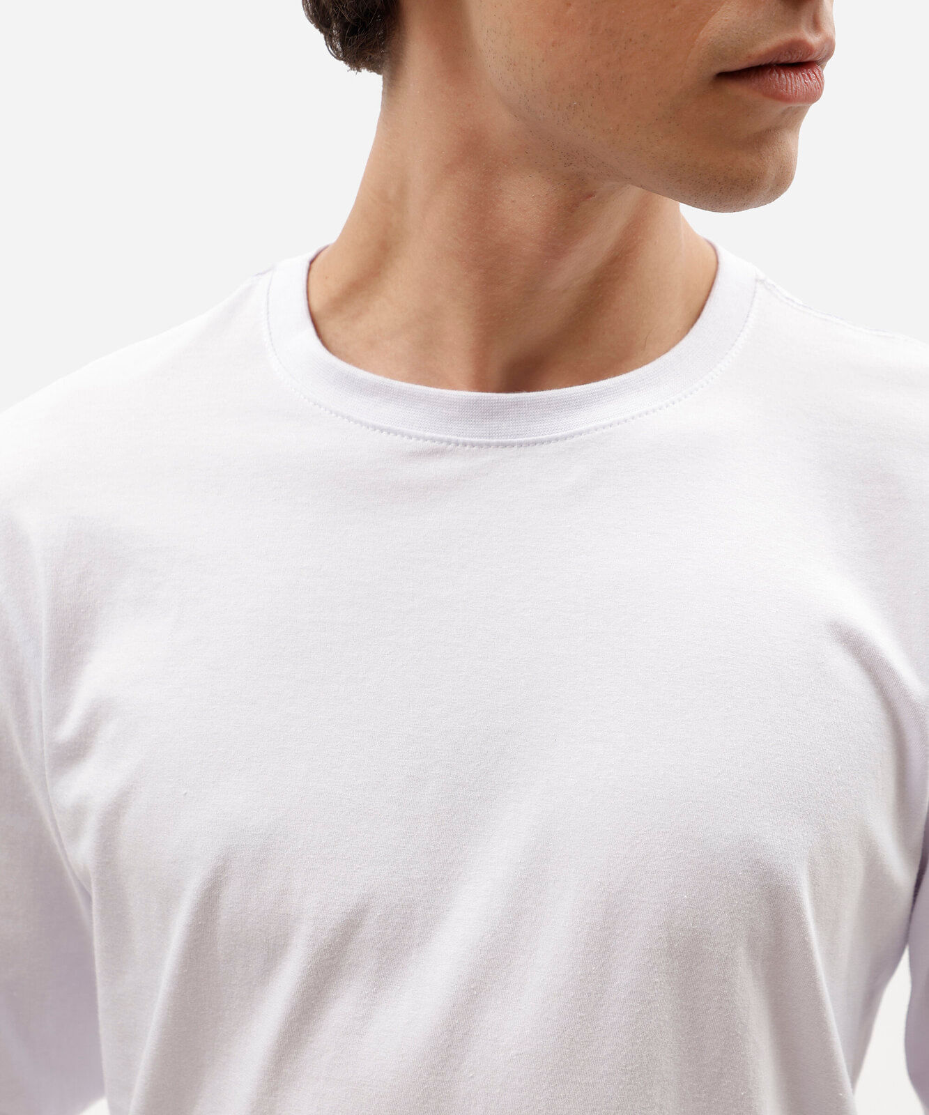 camiseta masculina de algodão manga longa branca