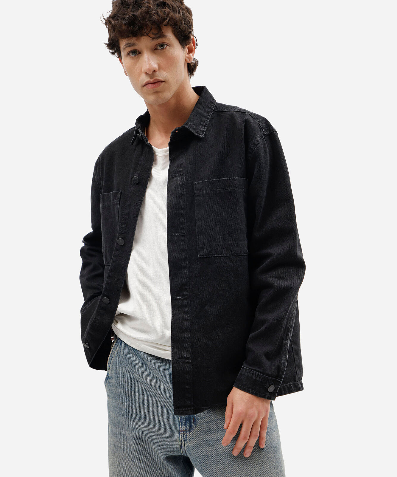 camisa oversized masculina jeans manga longa preta