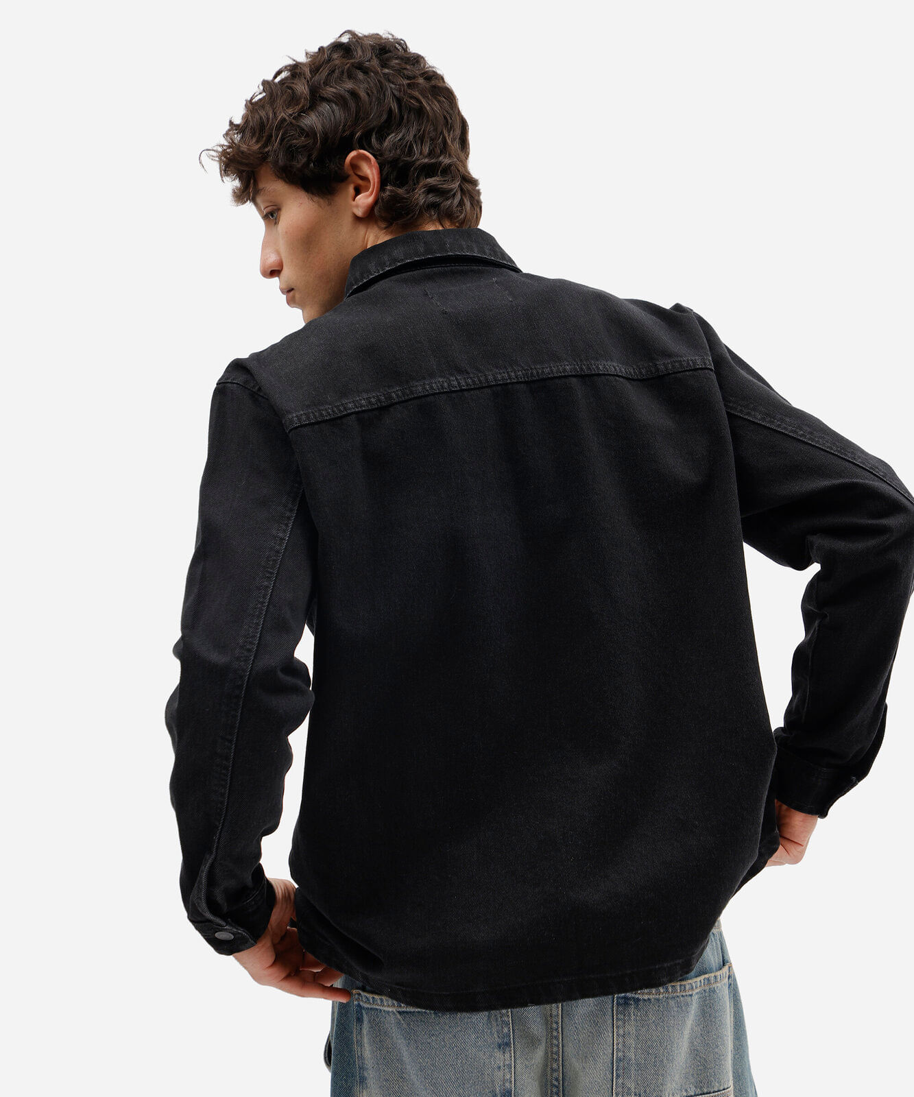 camisa oversized masculina jeans manga longa preta