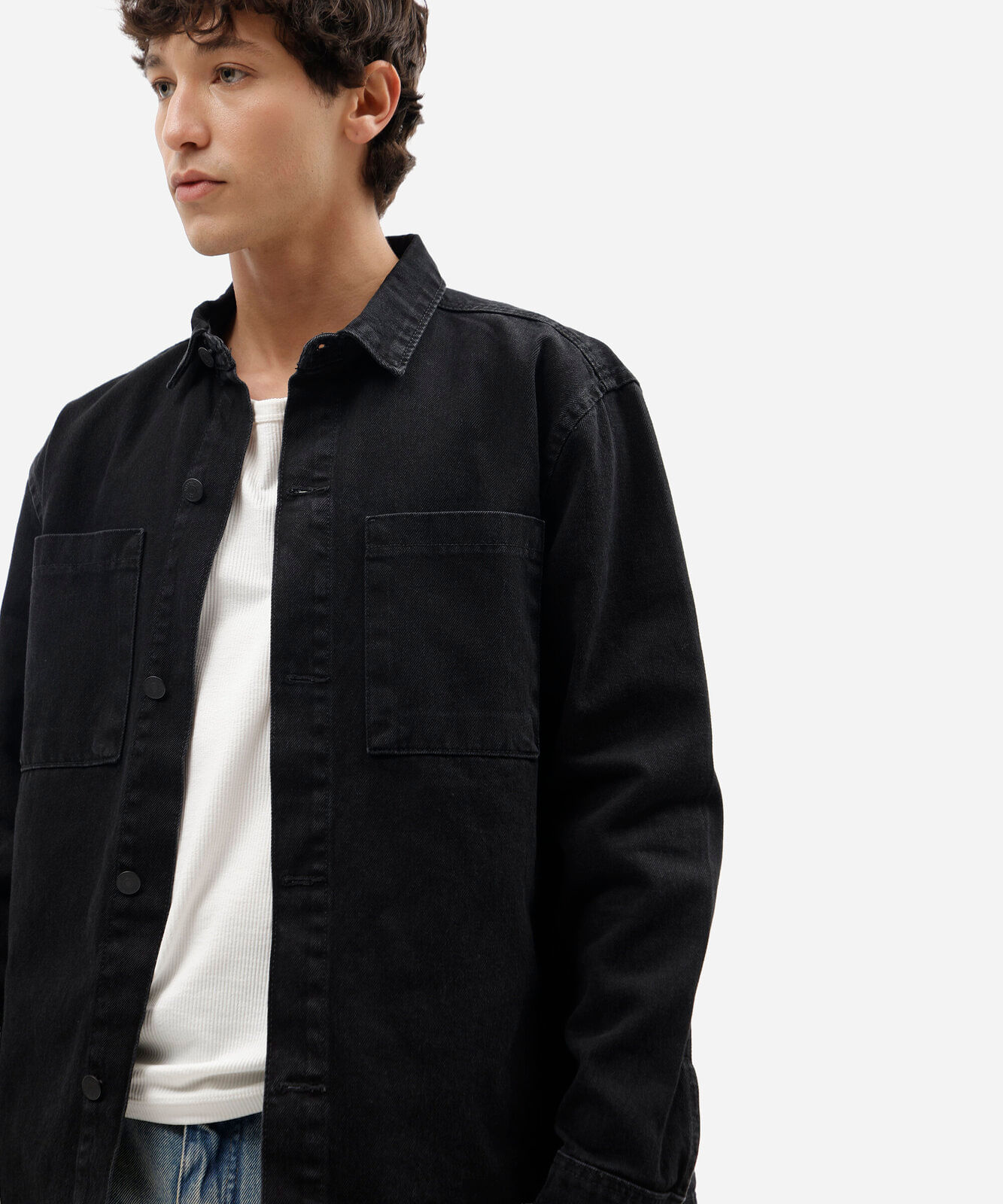 camisa oversized masculina jeans manga longa preta