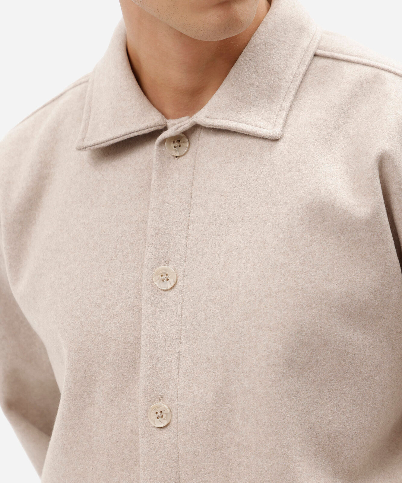 camisa overshirt masculina manga longa texturizada bege