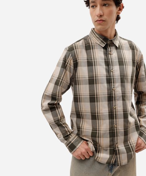 camisa masculina com algodão manga longa xadrez verde