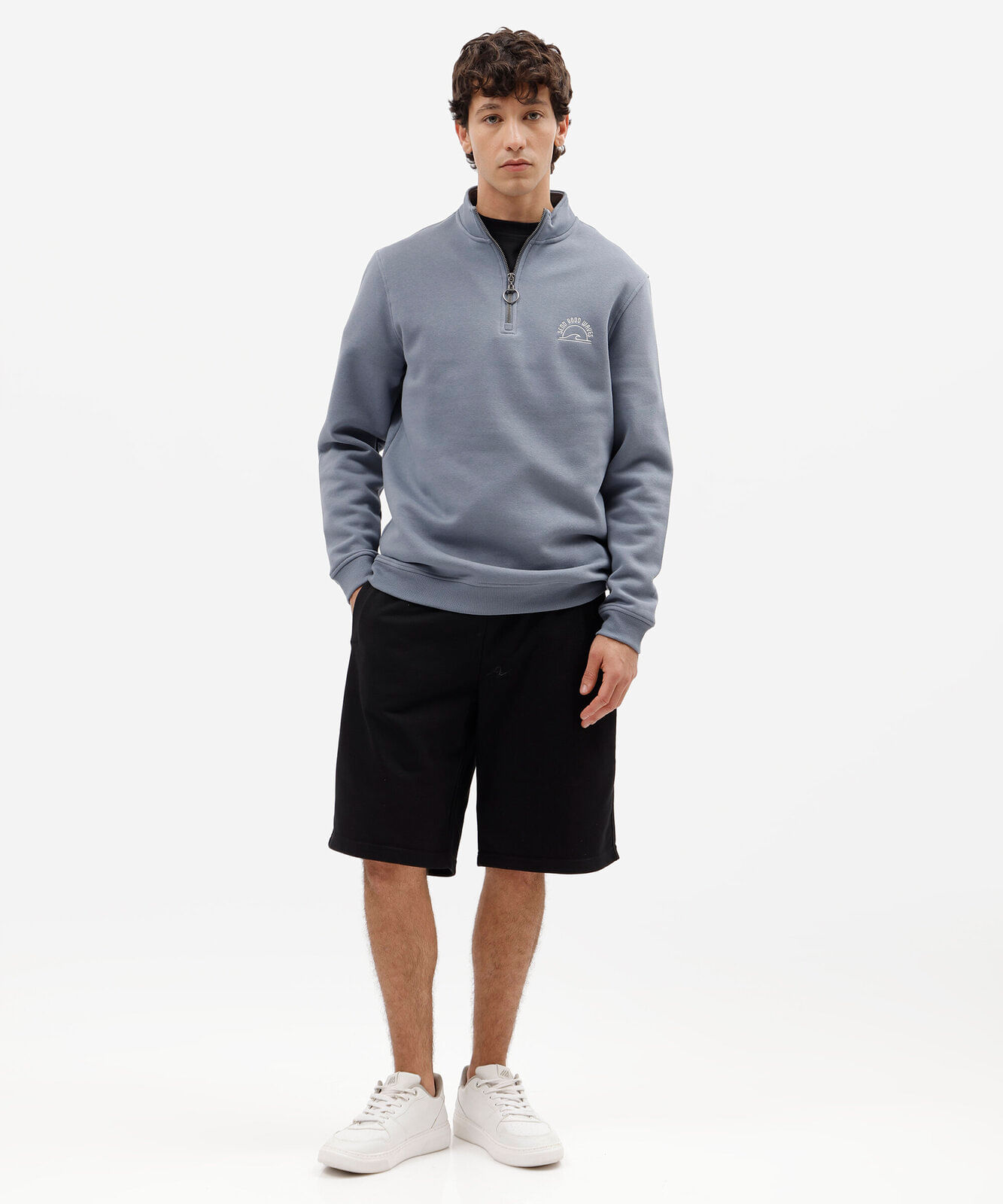 bermuda baggy masculina de moletom preta