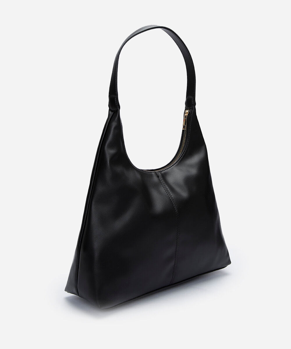 bolsa hobo com recorte preta