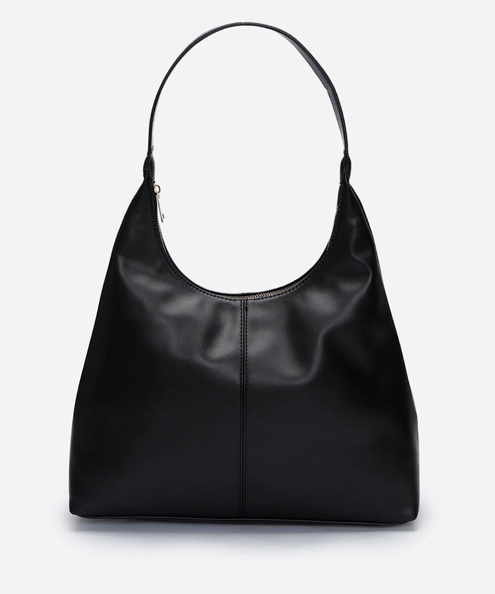 bolsa hobo com recorte preta