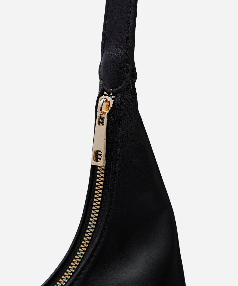bolsa hobo com recorte preta