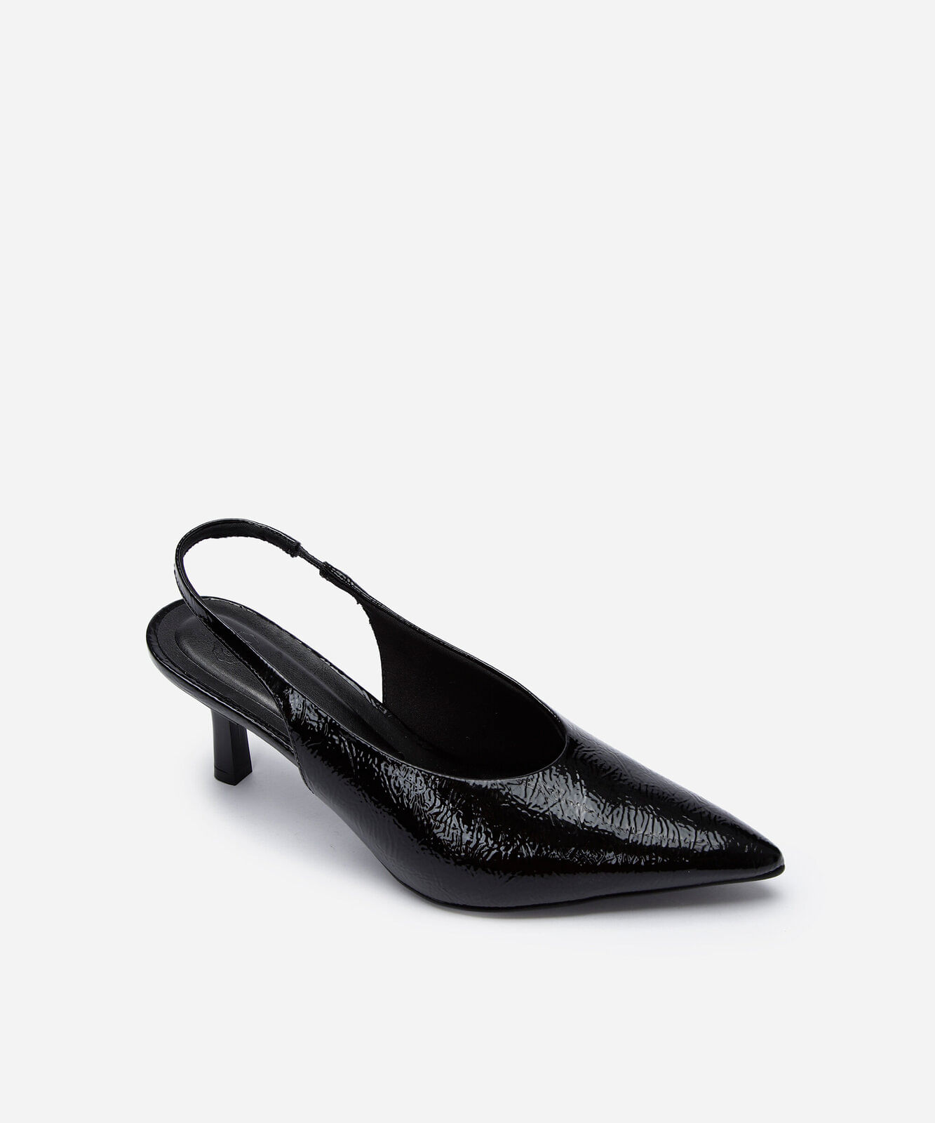 scarpin slingback bico fino salto médio preto