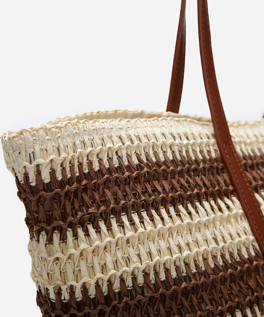 bolsa shopper texturizada listrada marrom