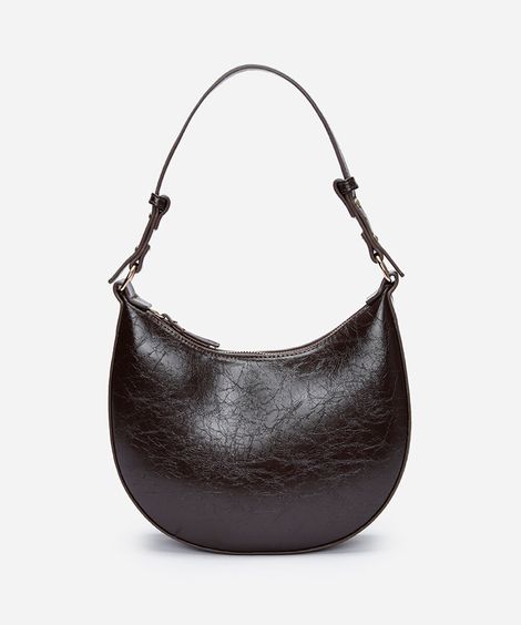 bolsa baguete alça fina marrom