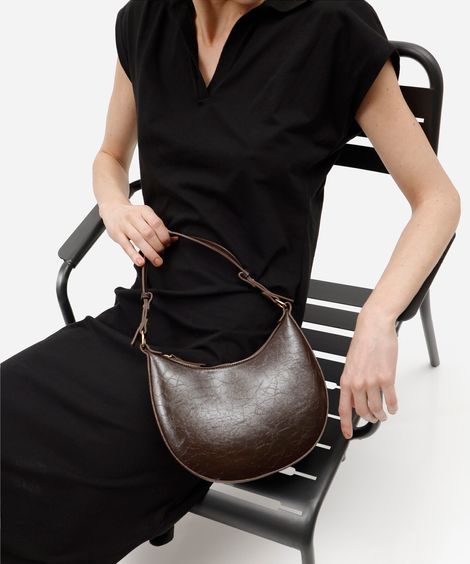 bolsa baguete alça fina marrom