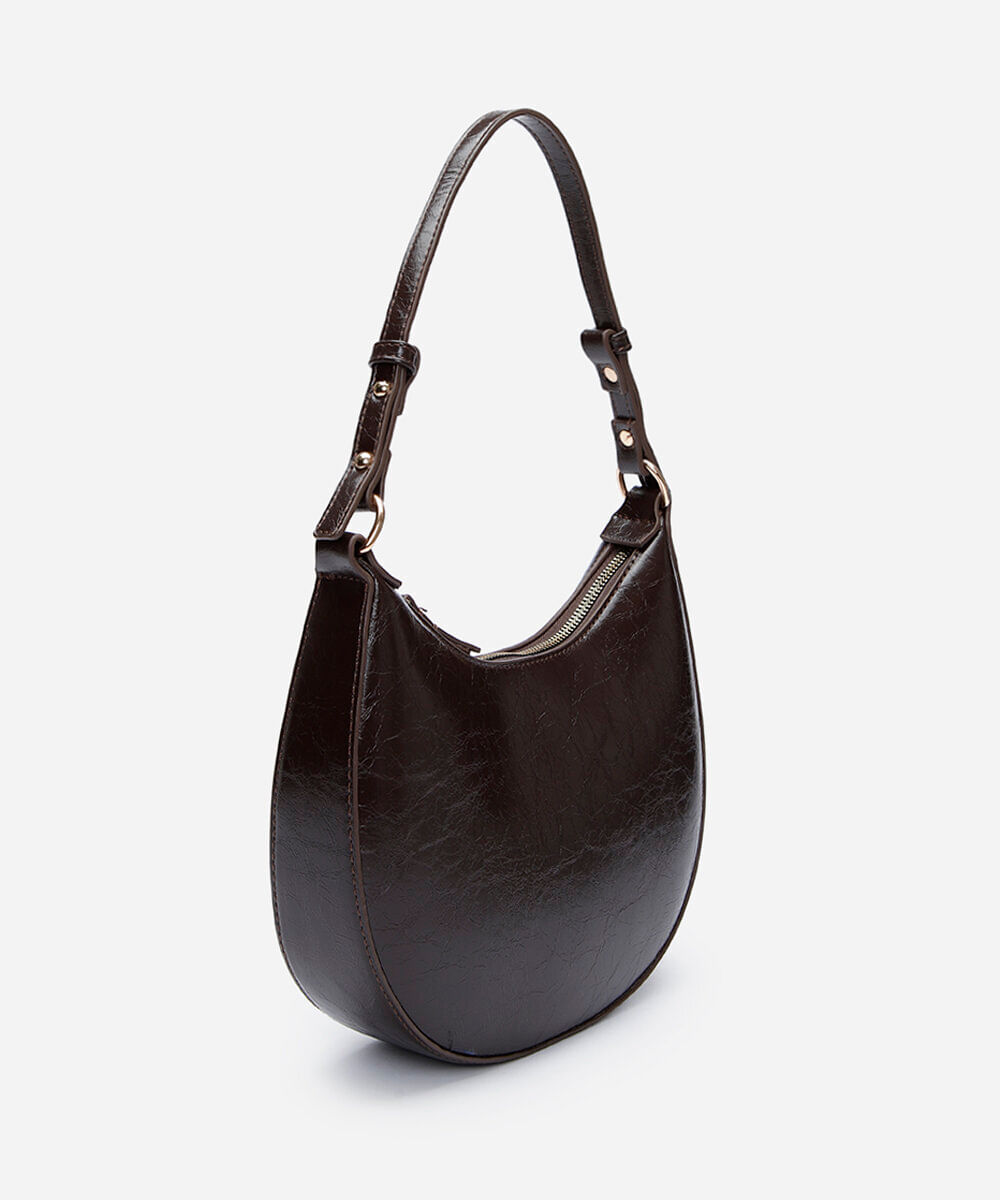 bolsa baguete alça fina marrom