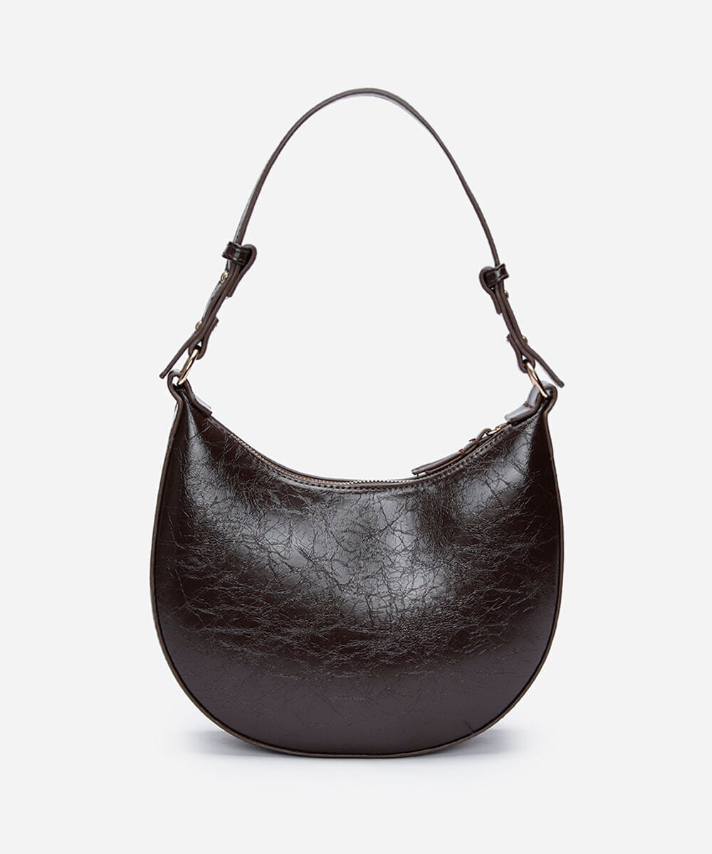 bolsa baguete alça fina marrom