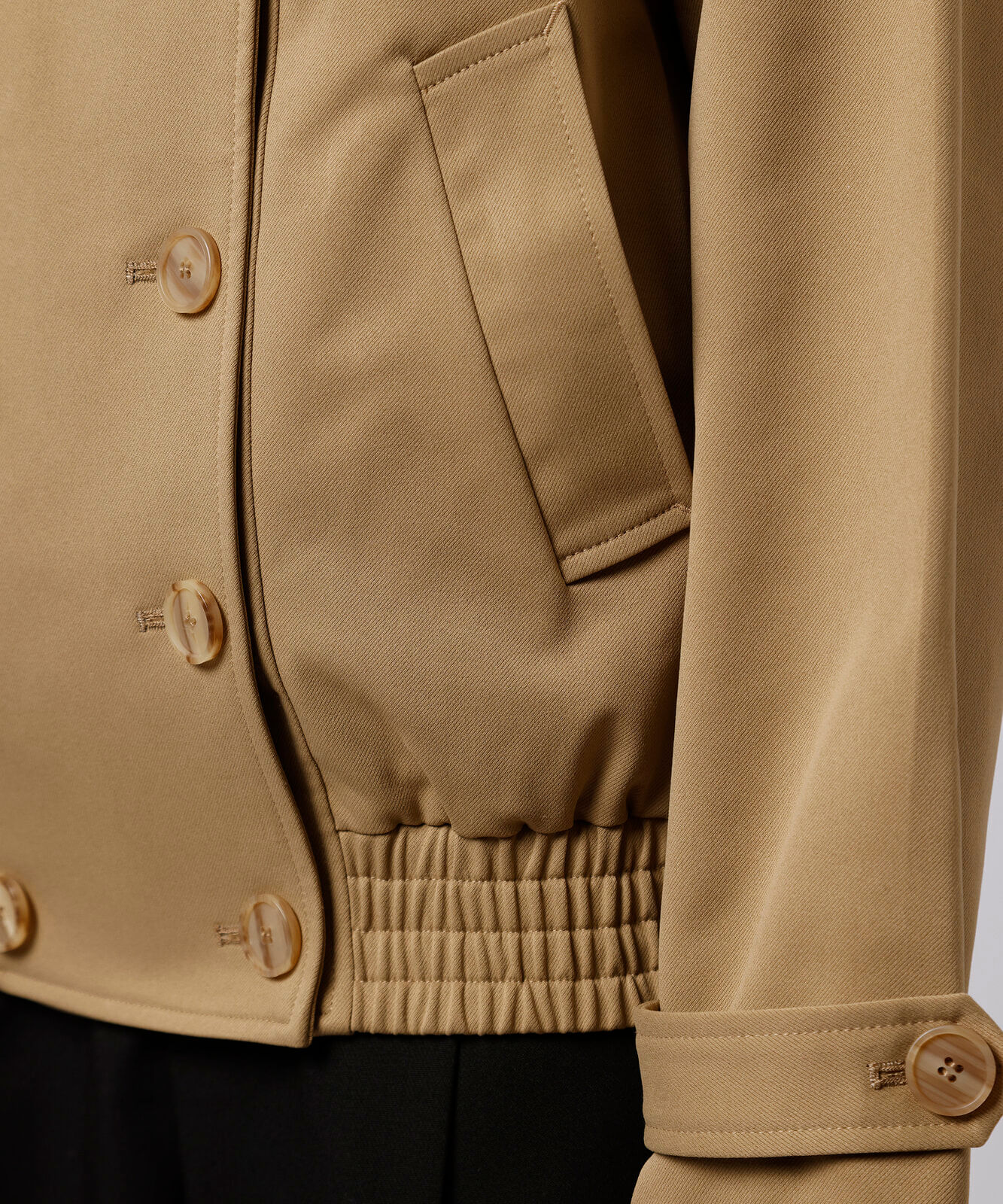 jaqueta trench coat feminina gola alta mindset bege