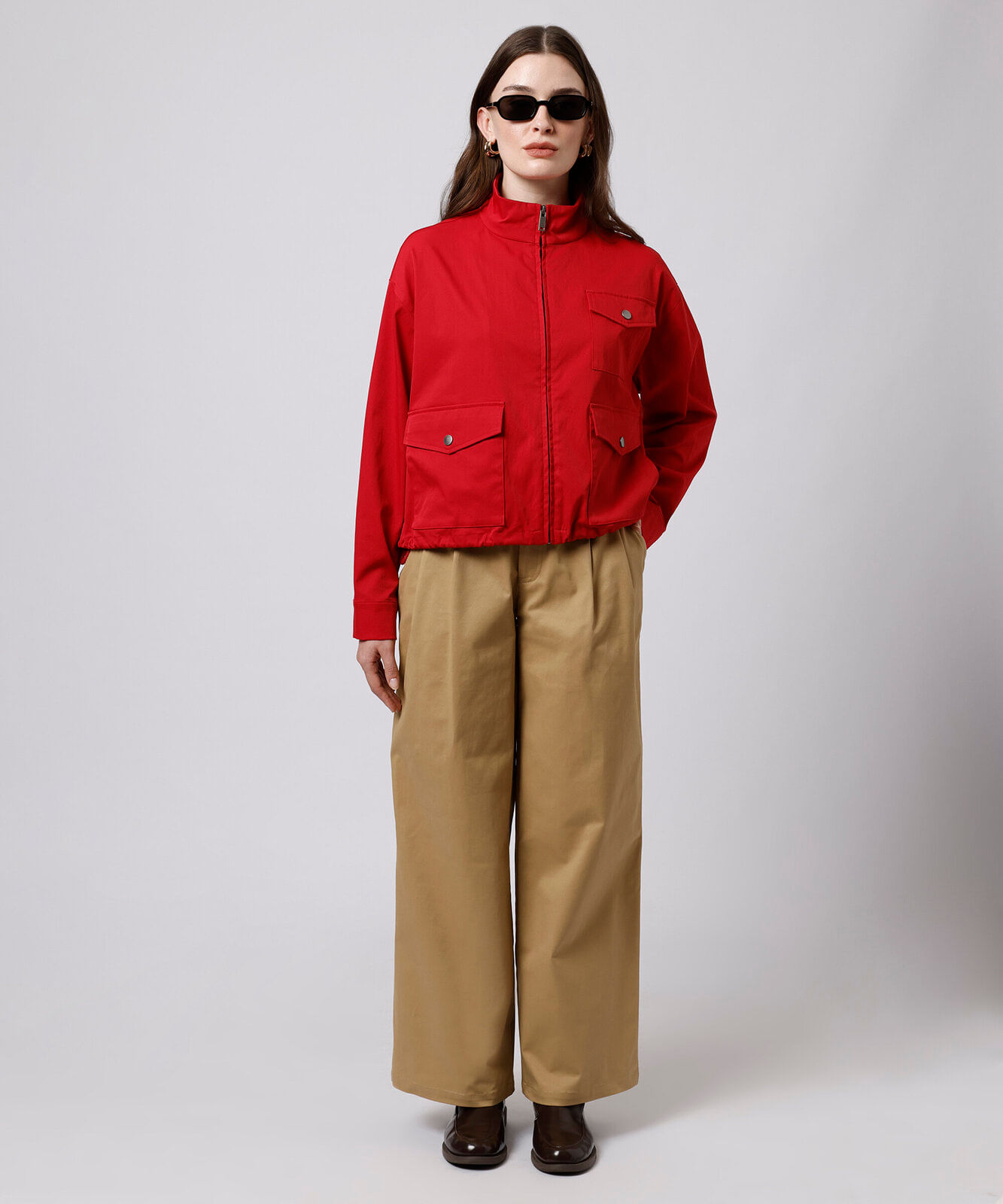 jaqueta feminina funnel neck mindset vermelha