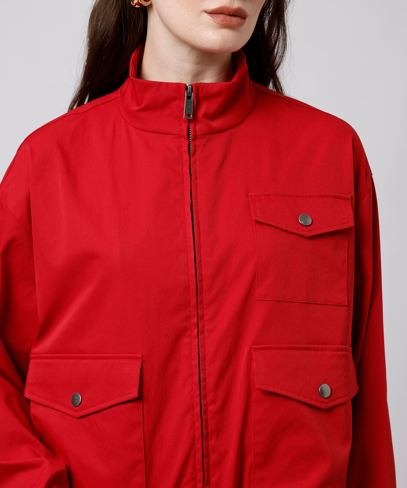 jaqueta feminina funnel neck mindset vermelha