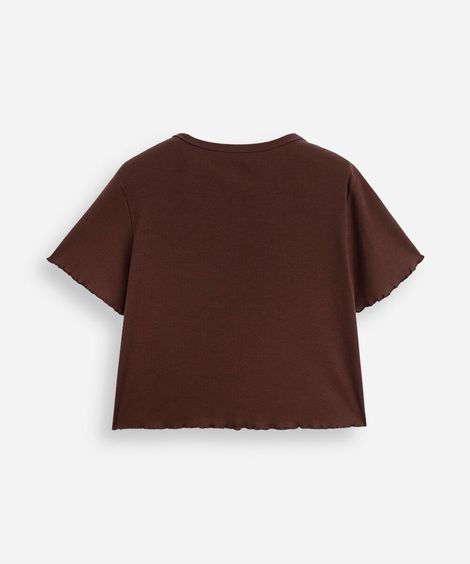 blusa cropped juvenil manga curta marrom