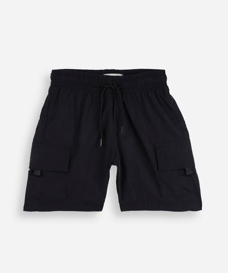 bermuda cargo infantil de poliamida preta