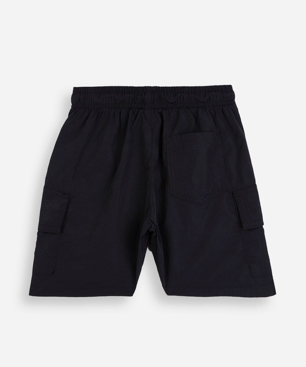 bermuda cargo infantil de poliamida preta