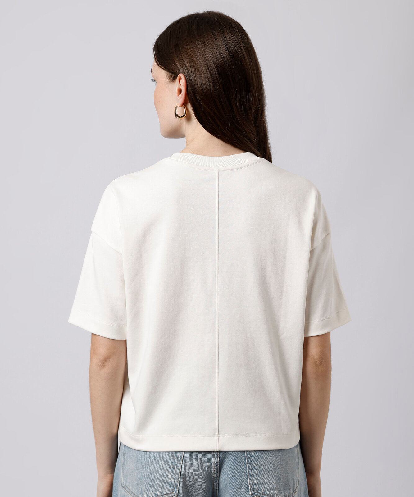 camiseta oversized feminina de algodão peruano manga curta mindset branca