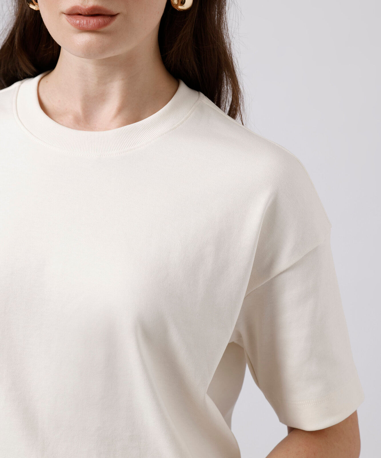 camiseta oversized feminina de algodão peruano manga curta mindset branca