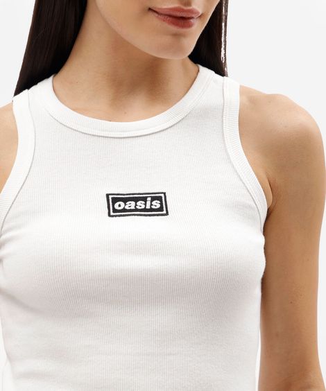 regata feminina de algodão canelada oasis off white