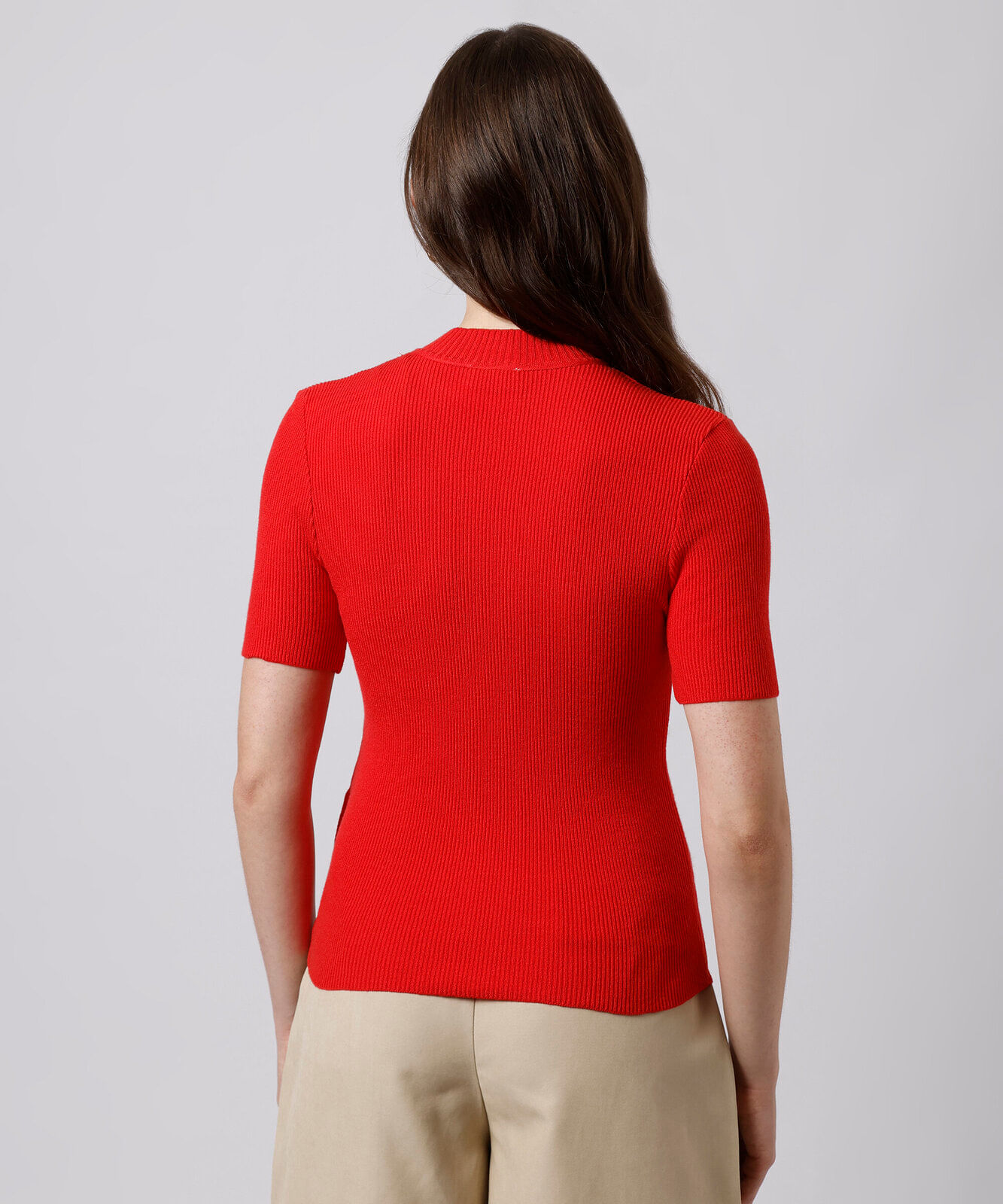 blusa feminina de tricot gola alta canelada mindset vermelha